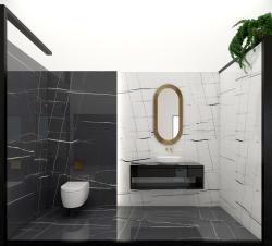 Uşak Seramik 30x80 Diamond Marble Siyah Parlak